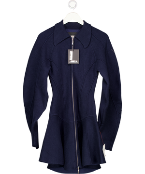TOPSHOP X Tolu Coker Knitted Ovoid Sleeve Structured Dress In Navy Blue UK S