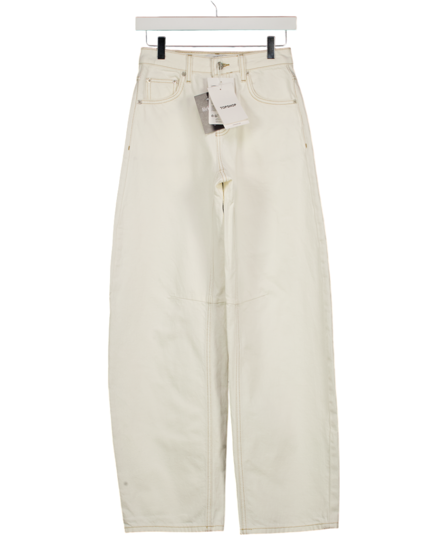 TOPSHOP Barrel Mid Rise Jean In Bone White L32 W24