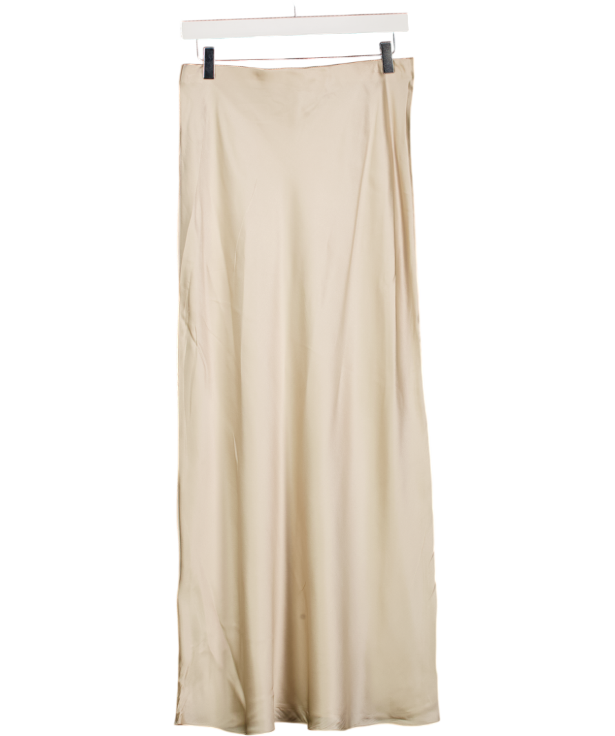 REISS 100% Silk Slip Maxi Skirt In Champagne Beige UK 10