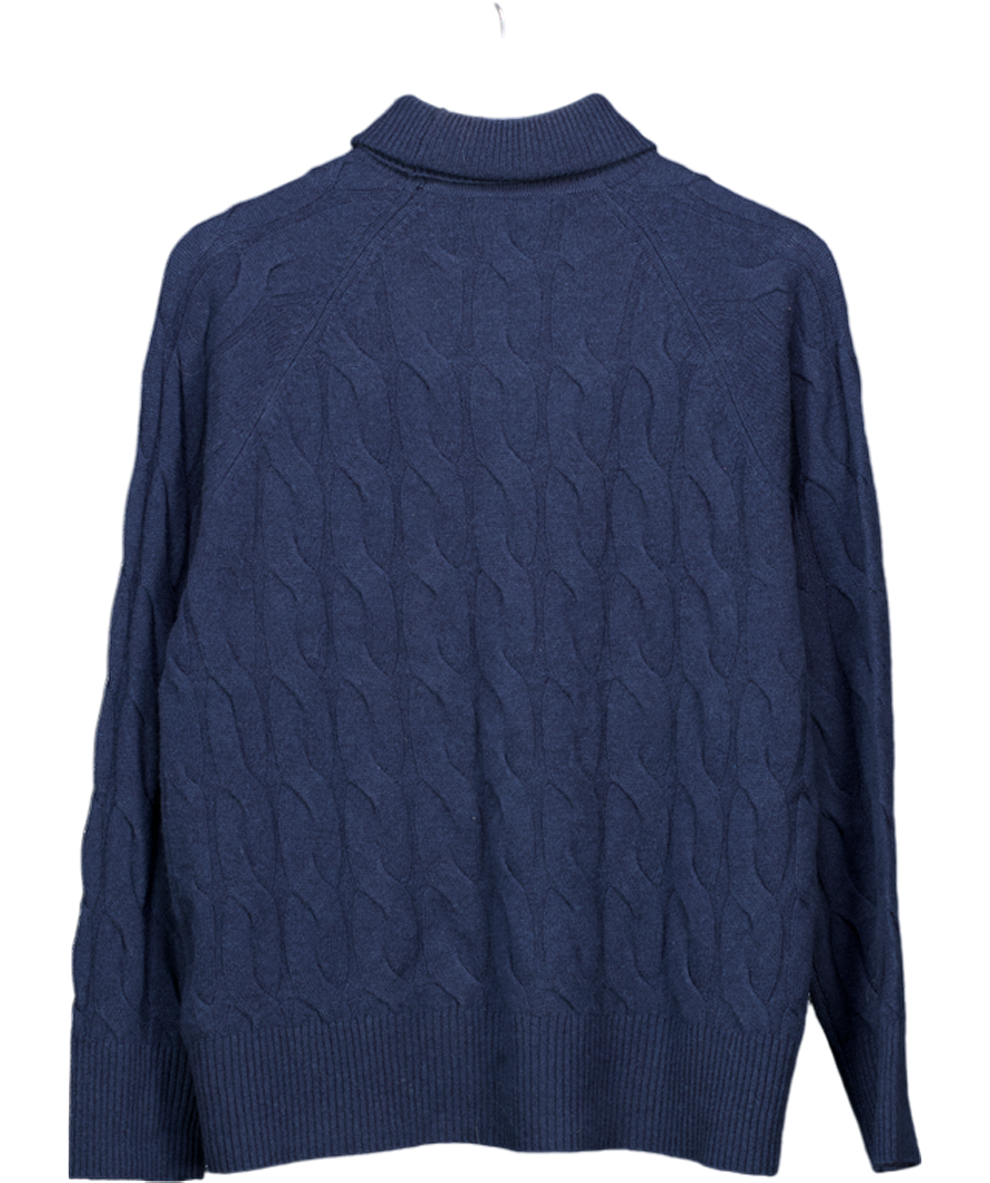 Tommy Hilfiger Blue Cable Knit Soft Wool Relaxed Jumper UK S