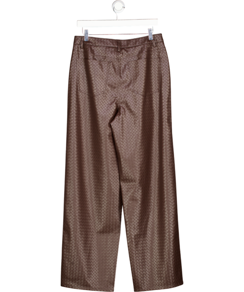 ROTATE Woven Detail Wide Leg 5 Pocket Trousers Dark Brown UK 10