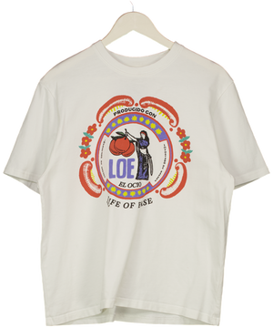 LIFE OF EASE White Logo T-shirt UK M