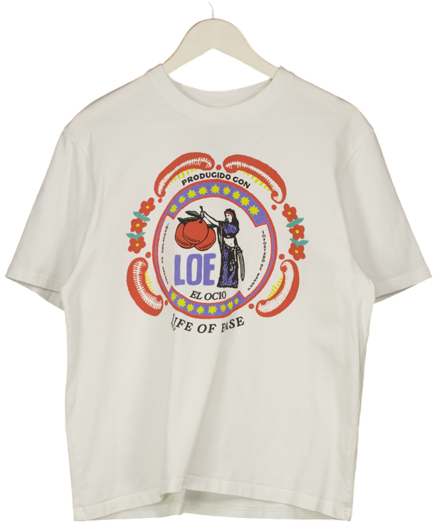 LIFE OF EASE White Logo T-shirt UK M