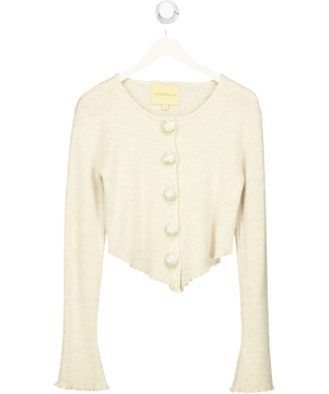 Bubish Beige Rosette Cashmere Blend Knit Cardigan UK S