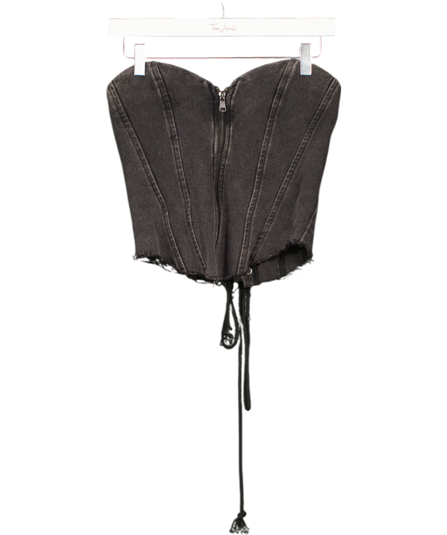 Mars the Label Black Denim Corset Top UK 8