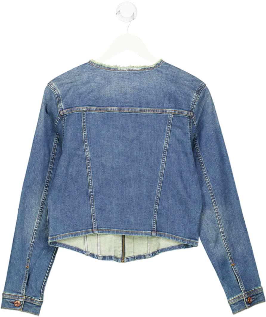GAP Blue Zip Collarless Denim Jacket UK M