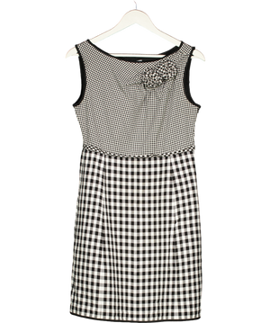 Moschino Cheap And Chic Vintage Black Gingham Rosette Shift Dress UK 12