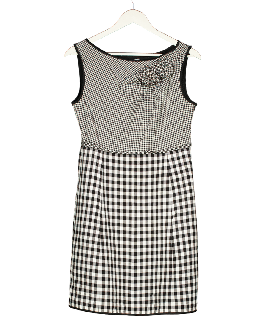 Moschino Cheap And Chic Vintage Black Gingham Rosette Shift Dress UK 12