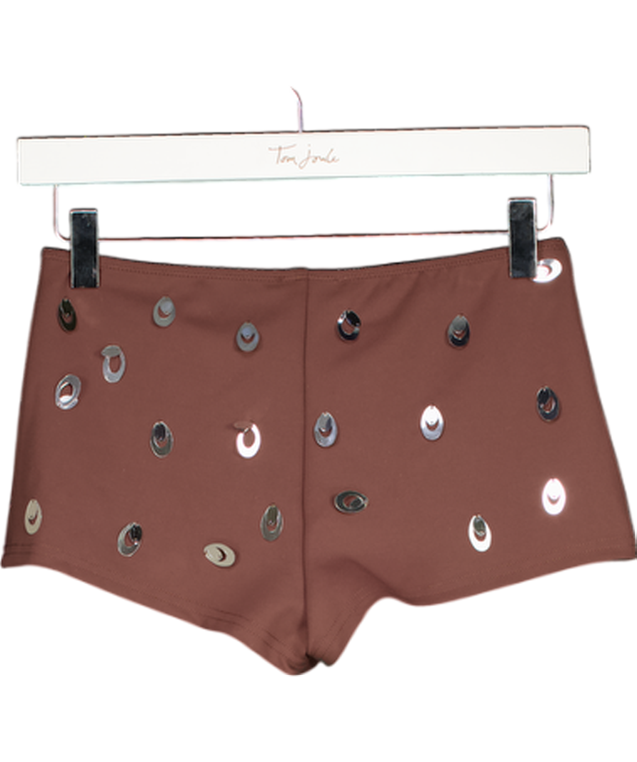 WHITE FOX Brown Solar Shade Sequin Shorts UK XS