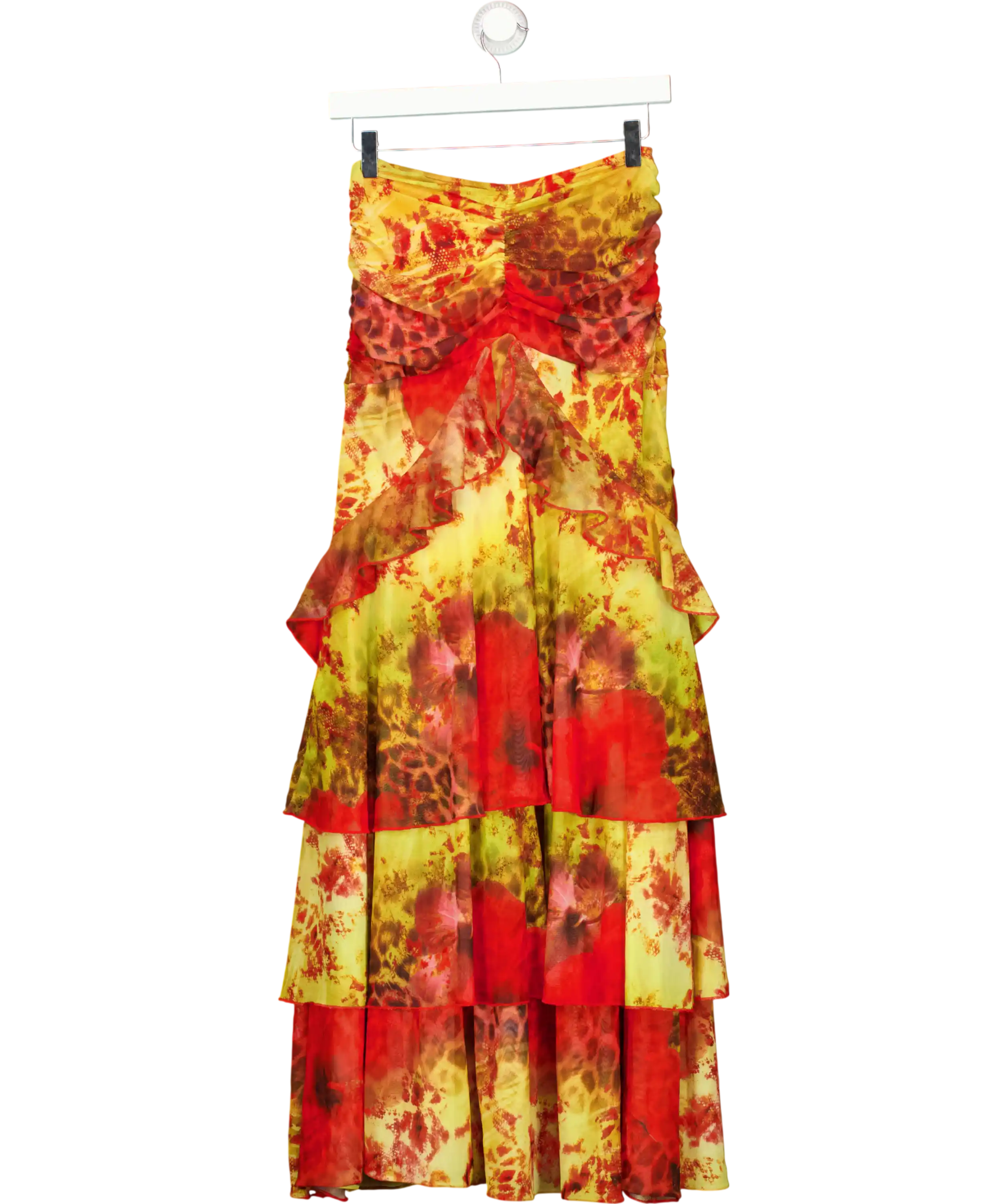 Outcast Red Ruffle Maxi Skirt UK XS