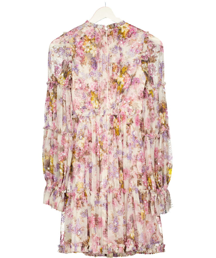 Needle & Thread Multicoloured X Jasmine Hemsley Harmony Floral-print Recycled Tulle Mini Dress UK 4