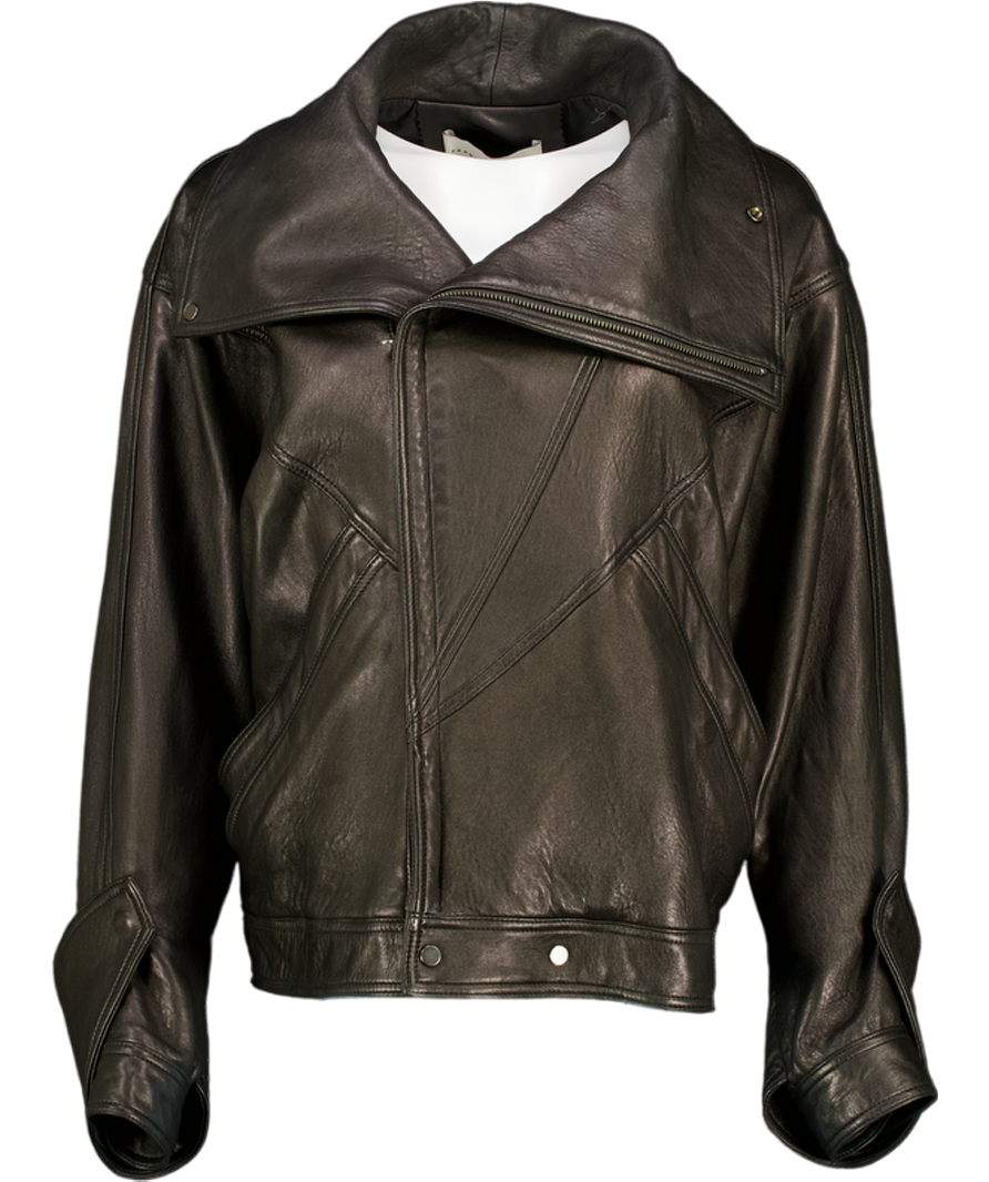 FRONT ROW SHOP Black Vintage Two Lapel Butter Soft Lambskin Leather Jacket UK M