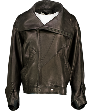 FRONT ROW SHOP Black Vintage Two Lapel Butter Soft Lambskin Leather Jacket UK M