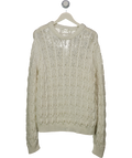 Acne Studios White Cotton Blend Open Knit Jumper UK M