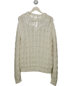 Acne Studios White Cotton Blend Open Knit Jumper UK M