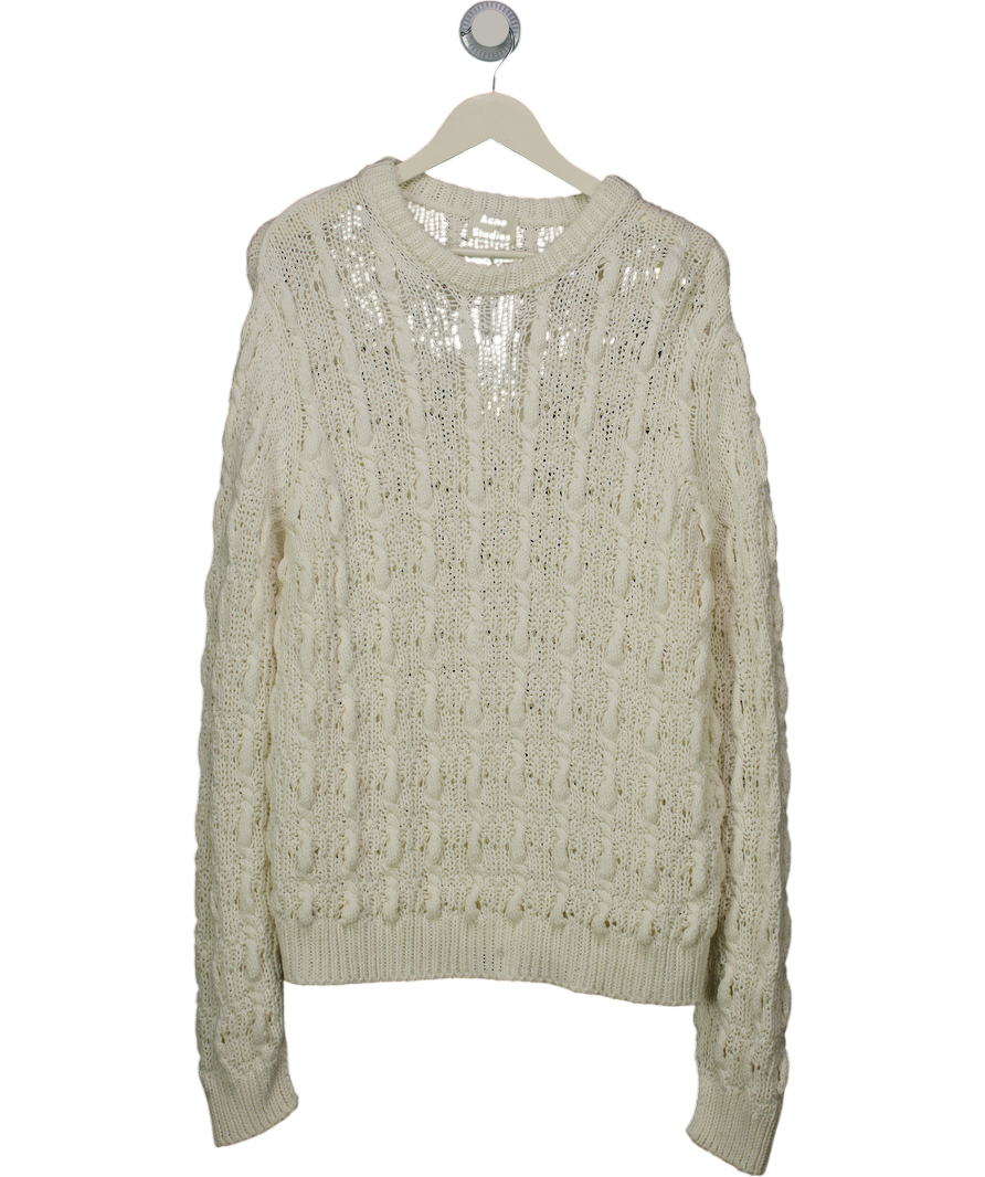 Acne Studios White Cotton Blend Open Knit Jumper UK M