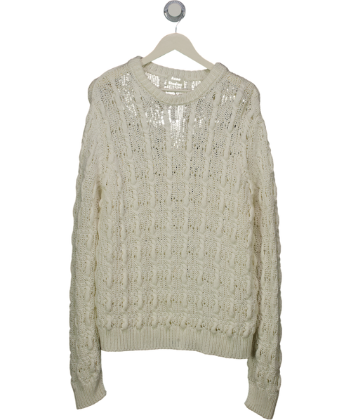 Acne Studios White Cotton Blend Open Knit Jumper UK M