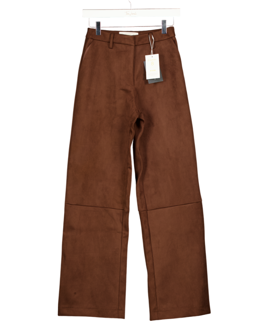 SOHO WARDROBE Suede Wide Leg Trousers- Mocha Brown UK 8