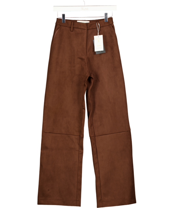 SOHO WARDROBE Suede Wide Leg Trousers- Mocha Brown UK 8