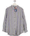 SUPERDRY Blue & White Striped Casual 100% Linen Boyfriend Shirt UK 12