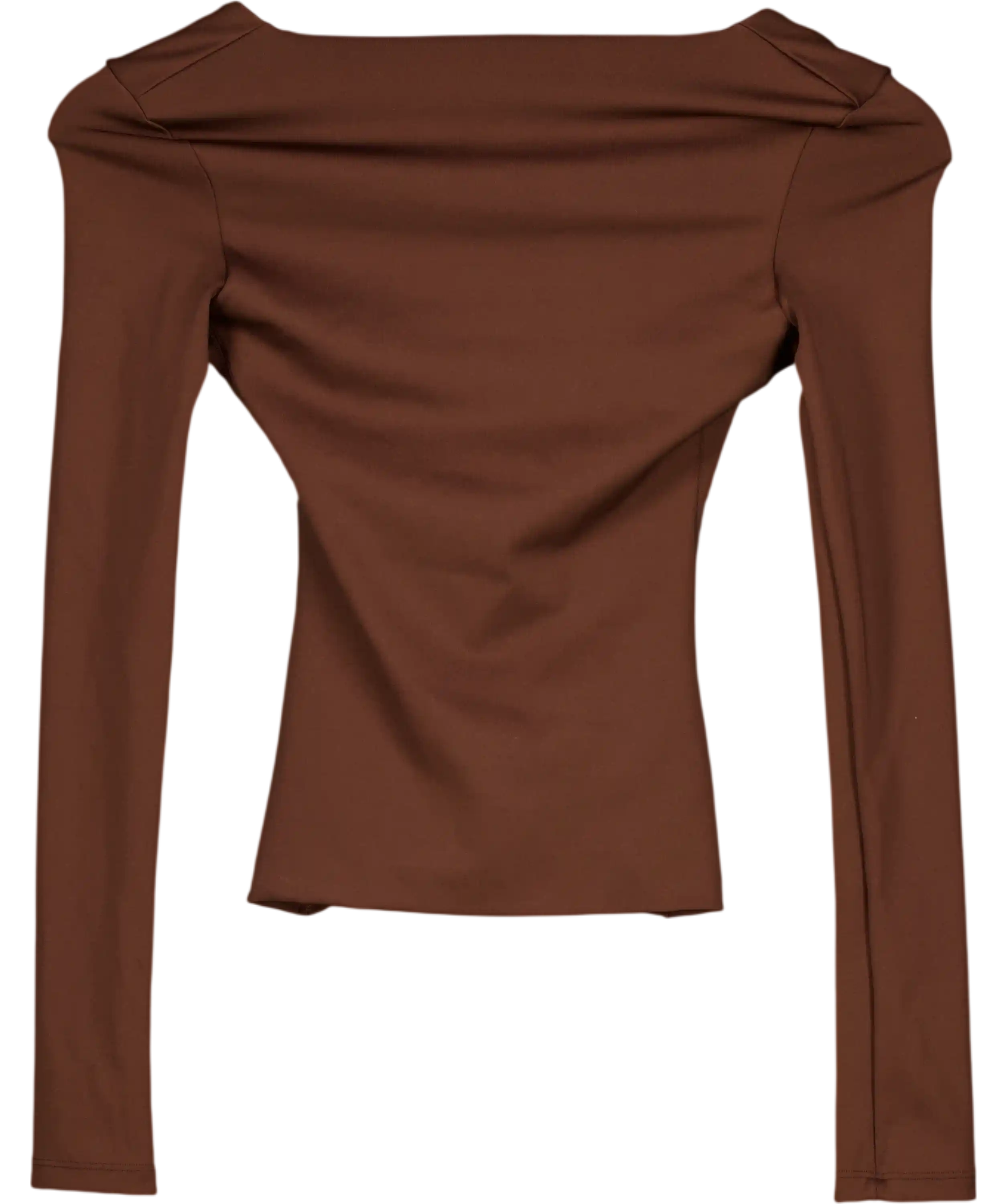 Klayd Brown Deep V Long Sleeve Top UK XS