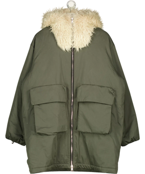 COLE BUXTON Green Fur Hood Parka Coat UK S