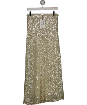 ZARA Cream / Silver Sequin Midi Skirt UK XS