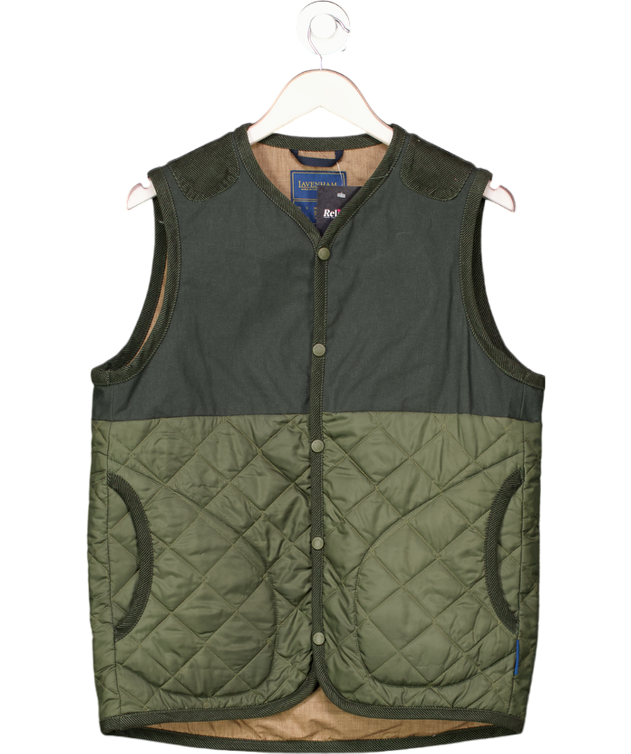 LAVENHAM Olive Green Quilted Gilet UK M