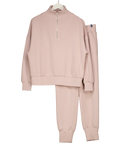Varley Dusty Pink Doublesoft Hawley Zip Sweatshirt And 27.5 Cuff Pant Set UK XS