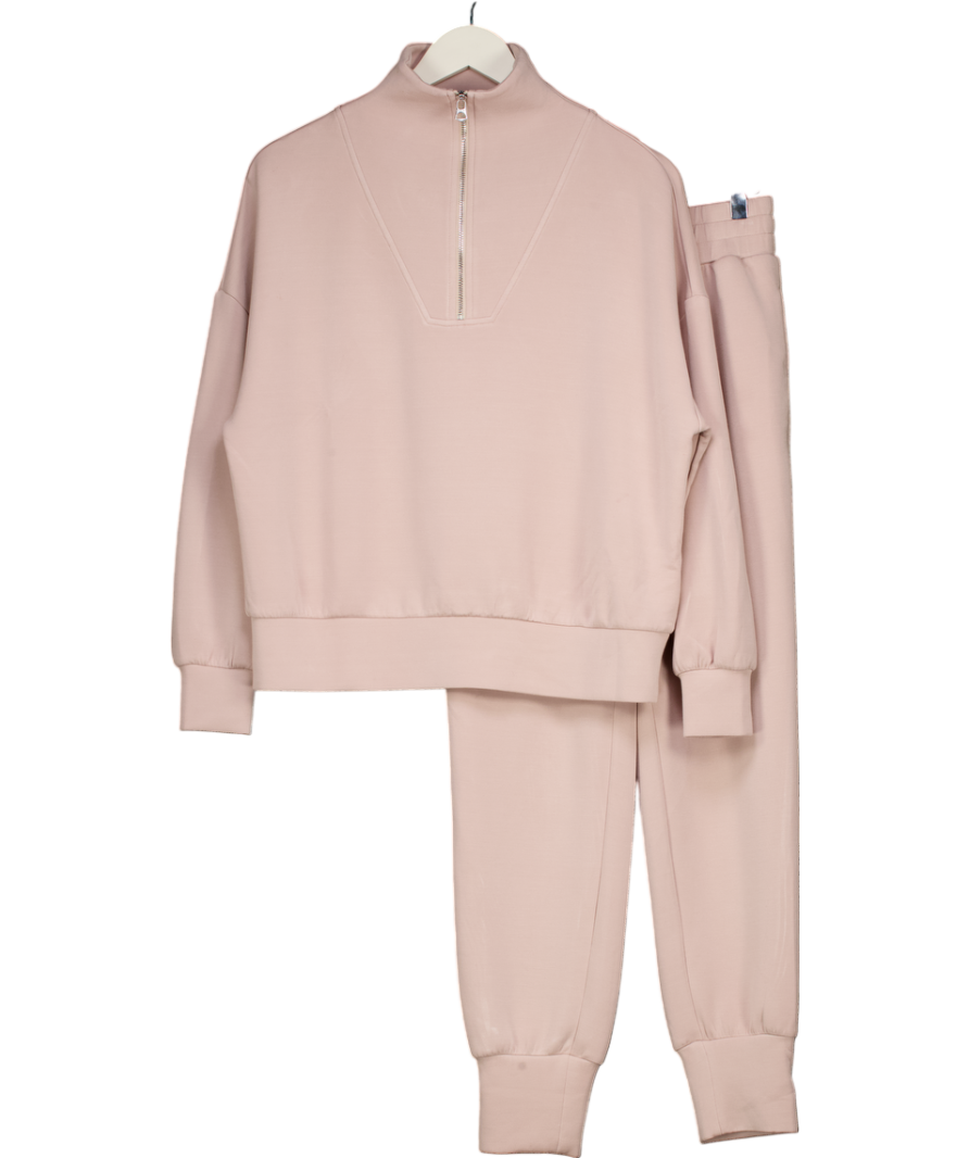 Varley Dusty Pink Doublesoft Hawley Zip Sweatshirt And 27.5 Cuff Pant Set UK XS