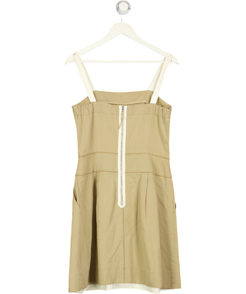 D&G DOLCE & GABBANA Khaki Green Cotton / Linen Blend Pleated Dress It46 UK 16