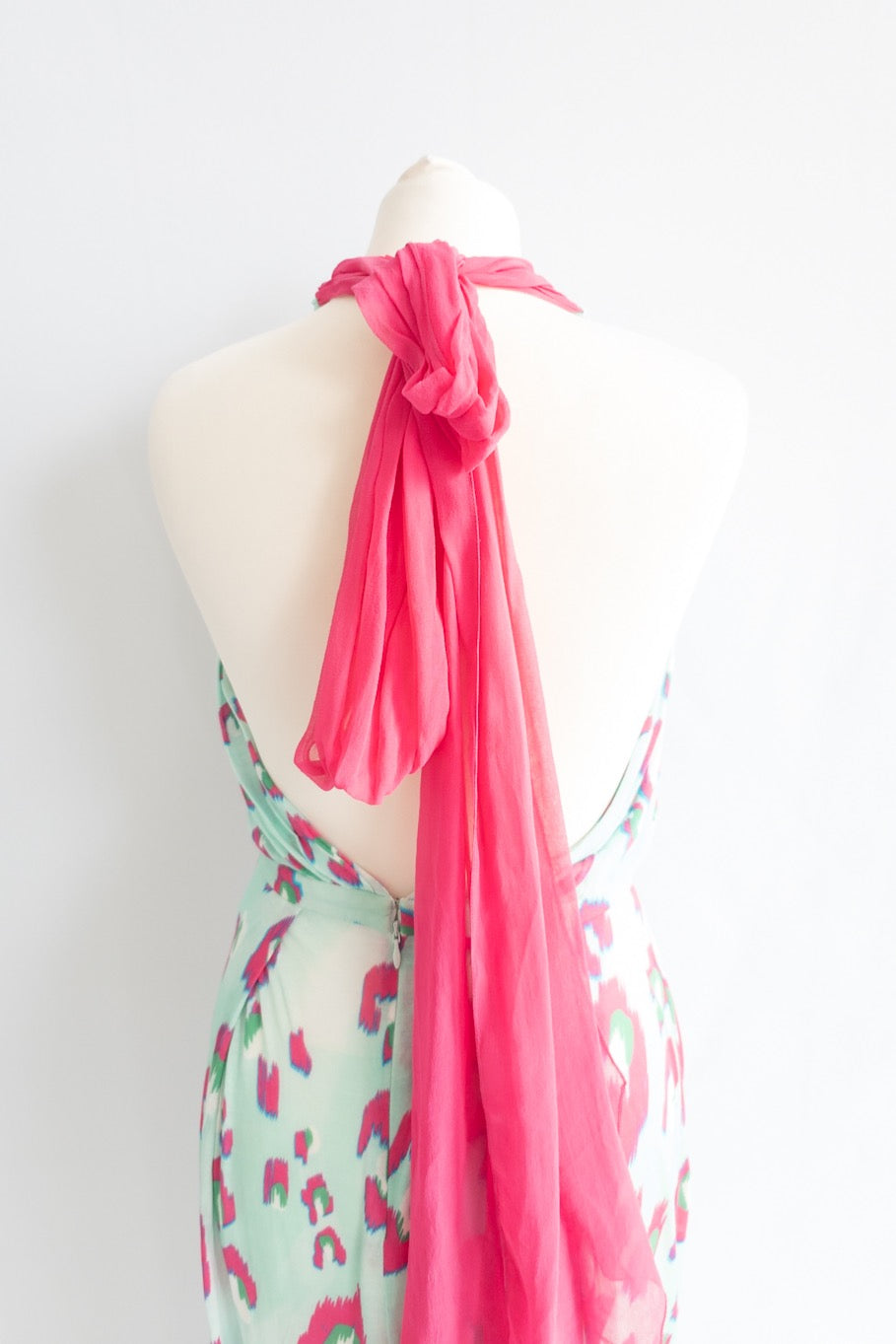 Matthew Williamson Blue Electro Leopard Print Cutout Detail Jersey Maxi Dress UK 10