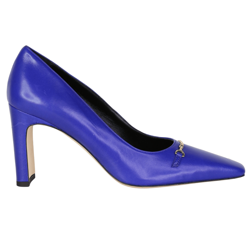 Russell & Bromley Blue Marley Gold Heeled Snaffle Court Shoes UK 8 EU 41 👠