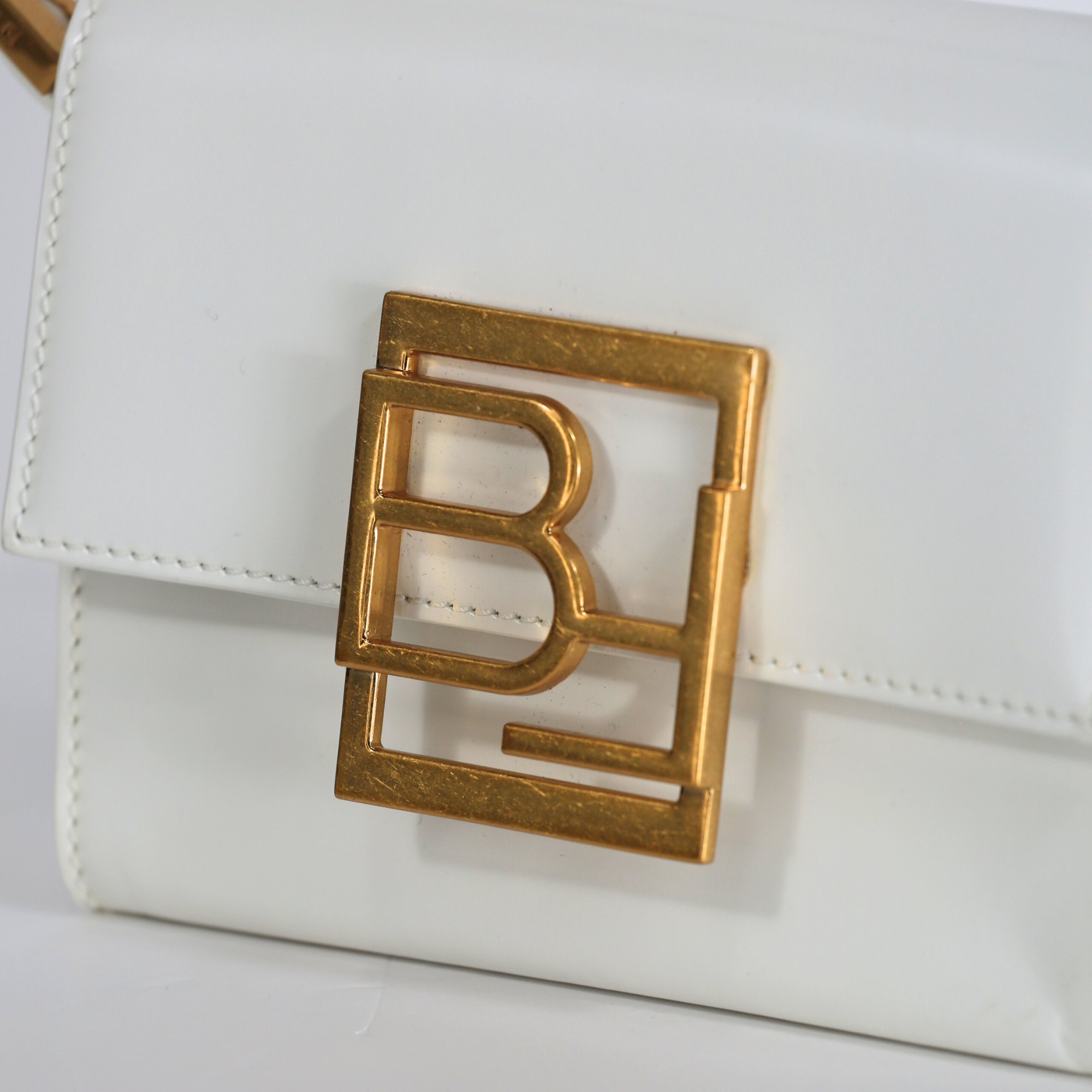 BY FAR Fran Smooth White  Mini Leather Handbag