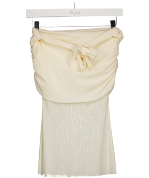 BUMPSUIT Cream X - Jasmine Tookes Off The Shoulder Soft Mesh Top UK XS