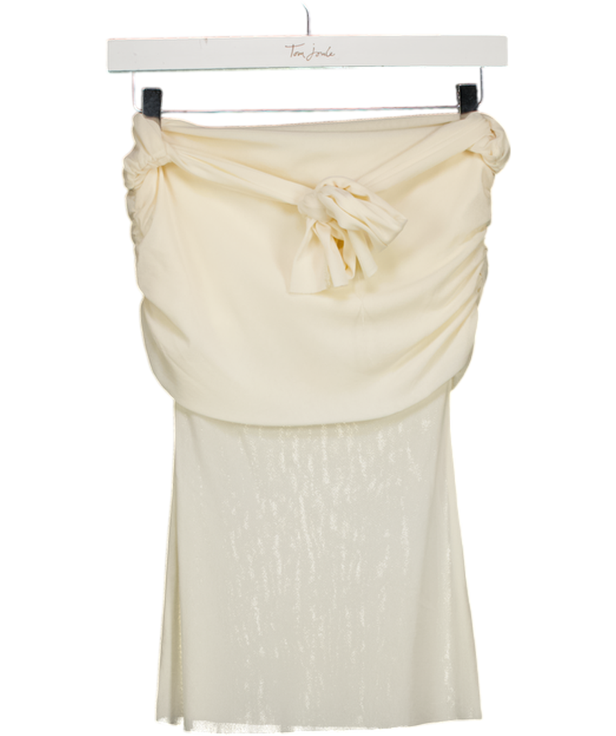 BUMPSUIT Cream X - Jasmine Tookes Off The Shoulder Soft Mesh Top UK XS