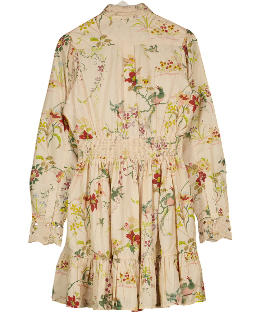 byTIMO Cream Lace Collar Mini Long Sleeved Dress - Botanical UK M