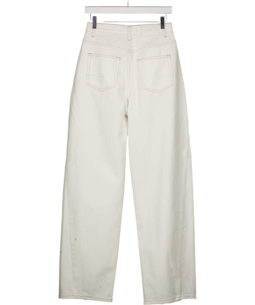 White Fox Clarissa Low Rise Wide Leg Jeans Off White UK S