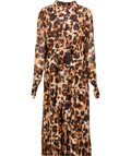 KAREN MILLEN Brown Animal Print Georgette Belted Woven Shirt Dress UK 24