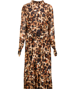 KAREN MILLEN Brown Animal Print Georgette Belted Woven Shirt Dress UK 24