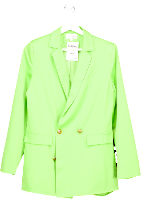 In The Style Green Double Breasted Blazer UK 8