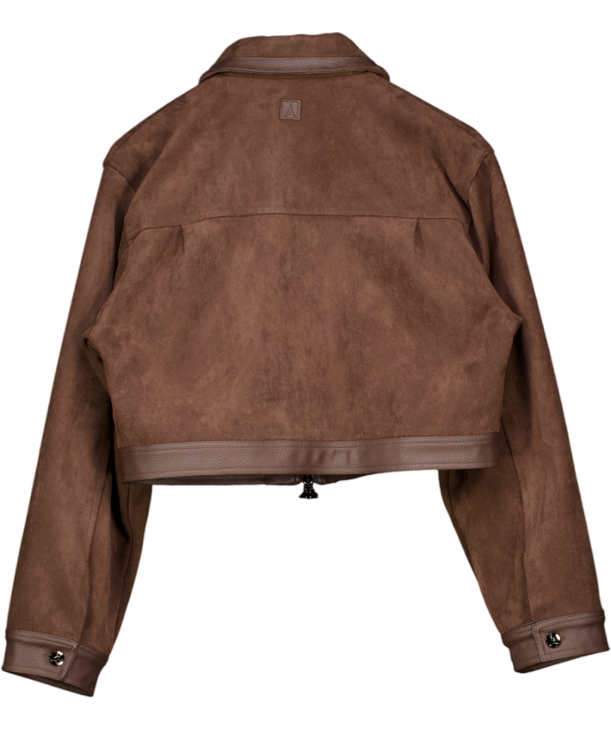 MANIERE DE VOIR Denise Brown Suede & Pebbled Leather Jacket UK 10