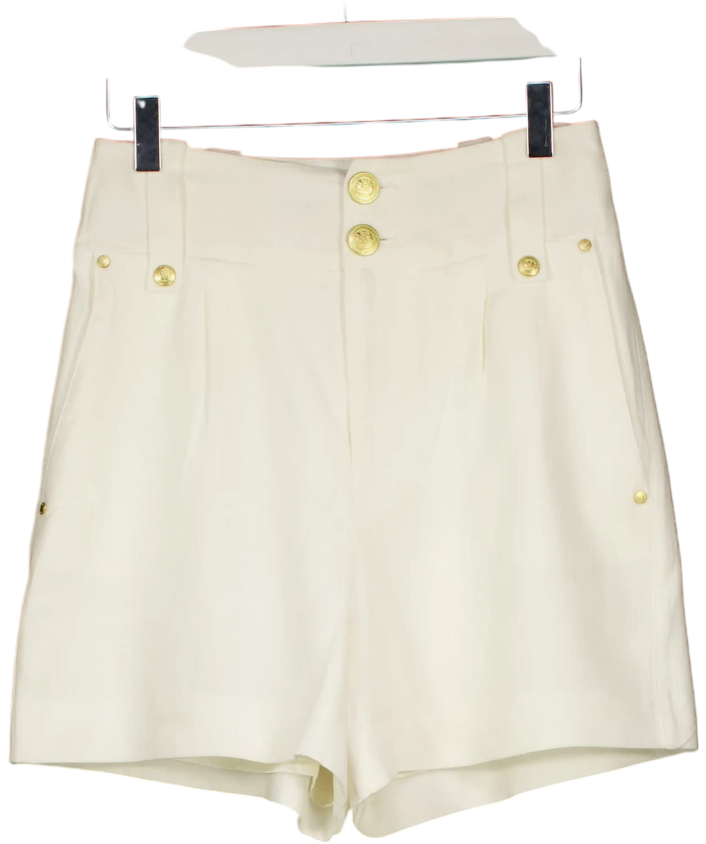HOLLAND COOPER Ivory White Linen Blend Tailored Shorts UK 6