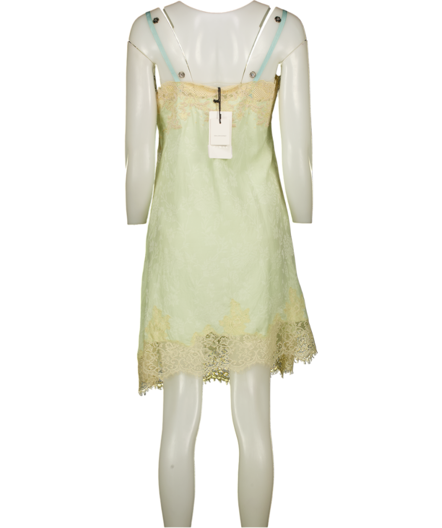 ZARA Collection Mint Green  Jacquard Lace Slip Dress UK L