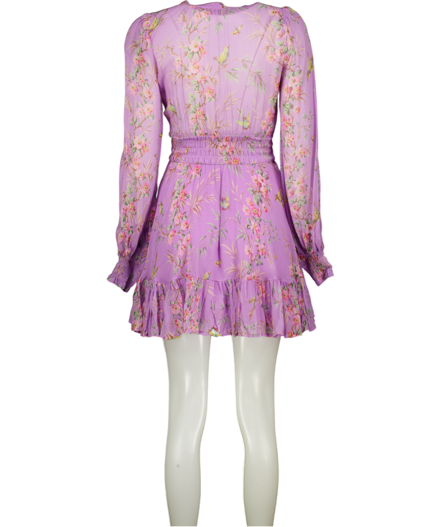 ByTIMO Purple Lilac Mini Long Sleeved Dress In Plum Garden UK S