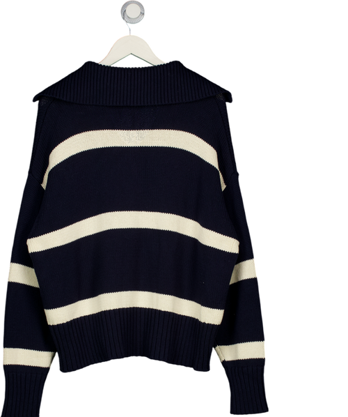 ALIGNE Navy Blue / Ivory Demitris Cotton Knit Jumper UK L