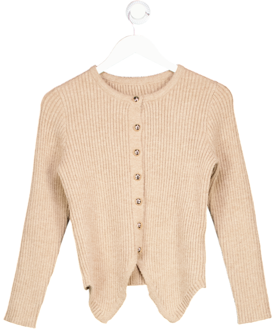 Commense Beige Button Down Split Cardigan UK XS
