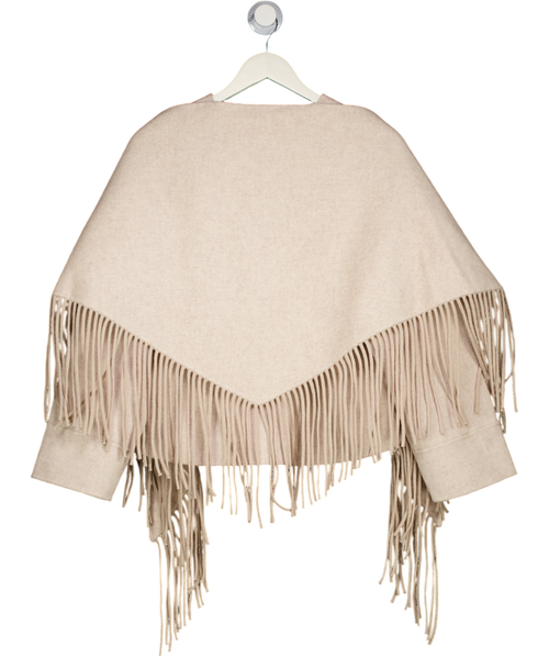 MAJE Cream Fringed Cropped Wool-blend Coat Fr36 UK 8