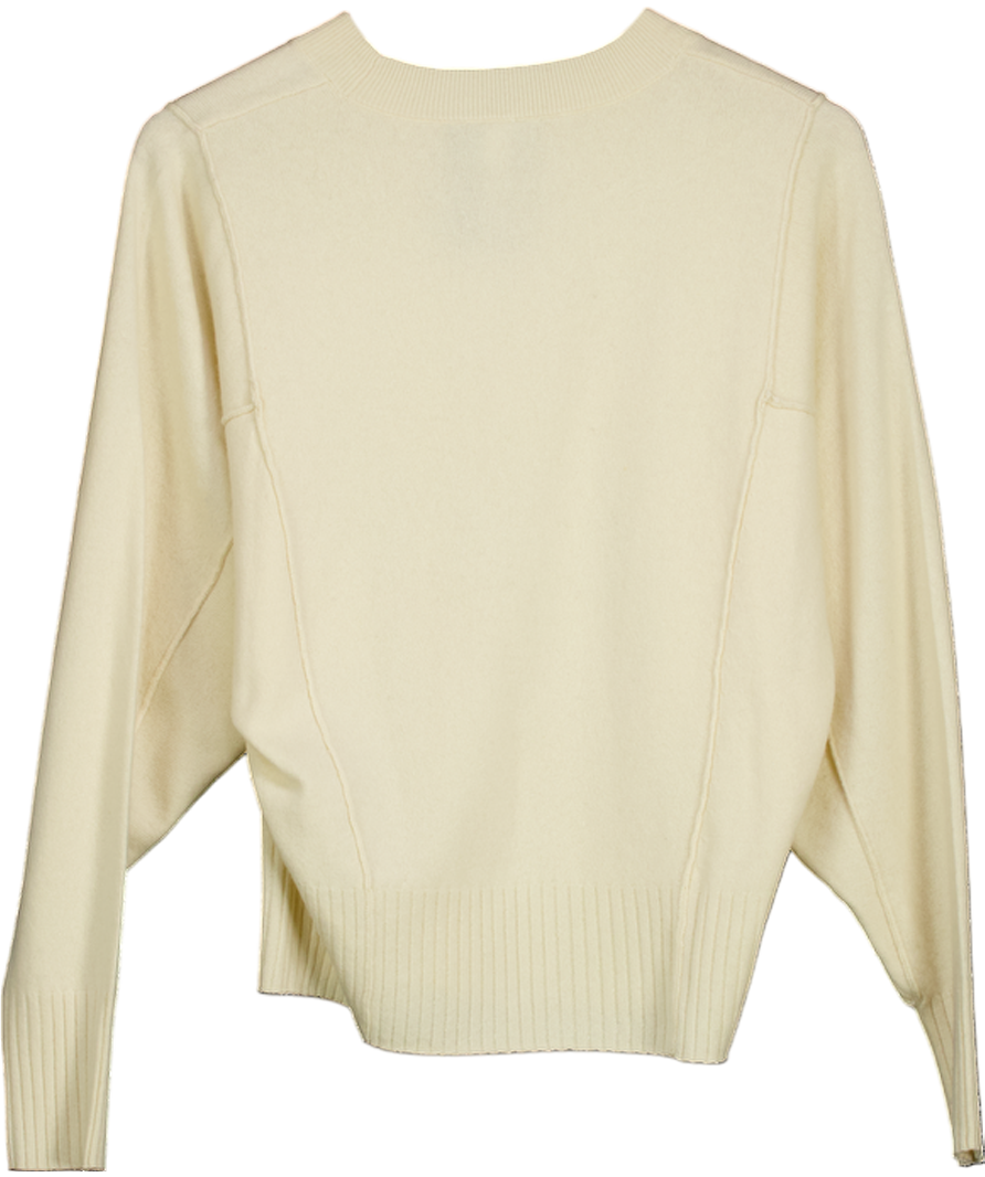 REISS Suki Wool-blend Reverse-seam Batwing Jumper With Cashmere In Cream UK S