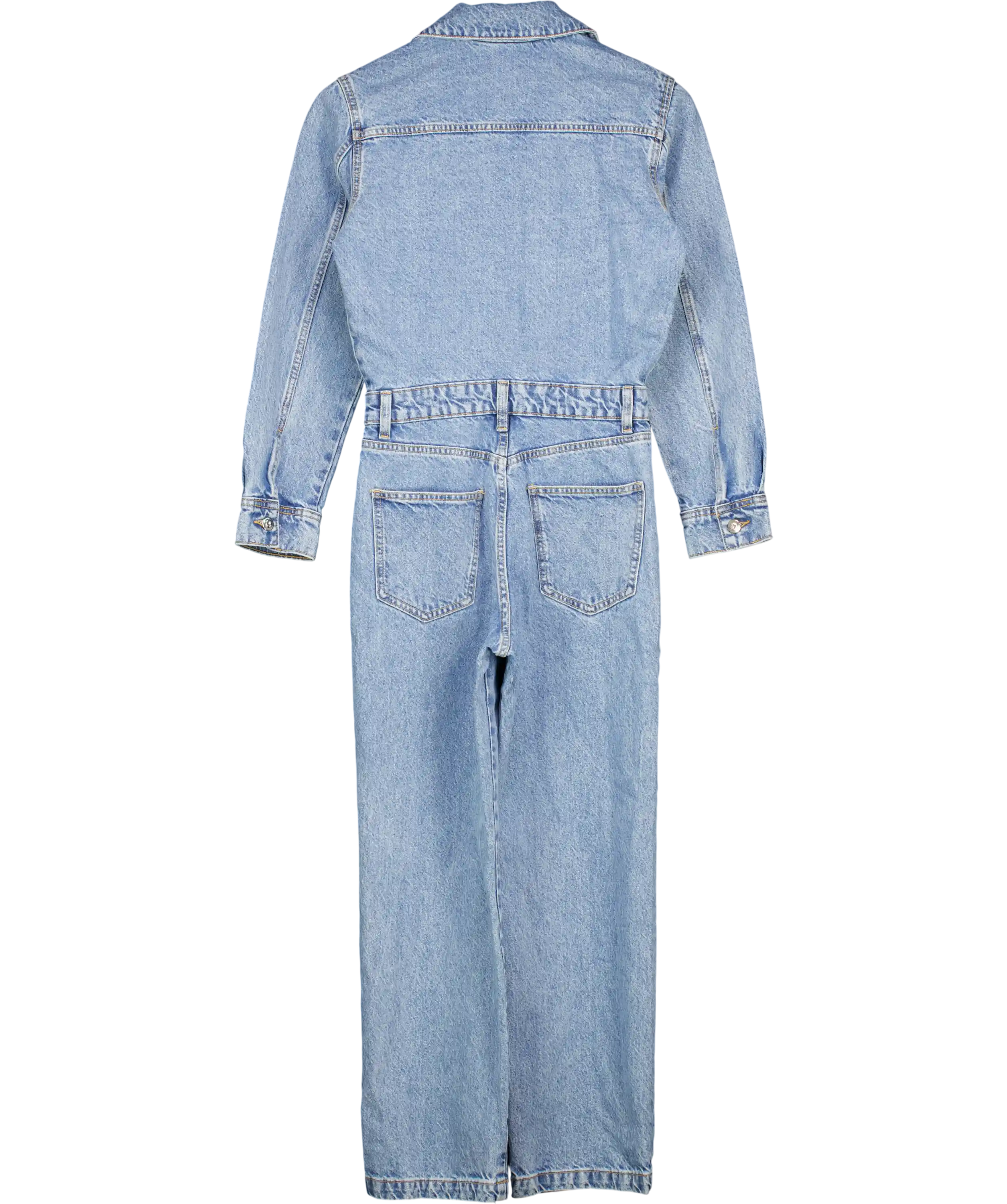 ZARA Blue Denim Long Sleeve Jumpsuit UK XS